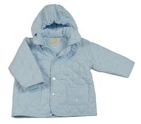 Světlemodrá šusťáková prošívaná zateplená bunda s kapucí 