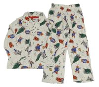 Bílé pyžamo s vánočními obrázky 