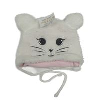 Nové - Bílá huňatá podšitá čepice s čumákem Ergee