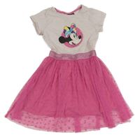 Světlerůžovo-růžové šaty s tylovou sukní s Minnie Disney