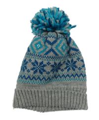 Šedo-modrá vzorovaná pletená čepice s bambulí C&A