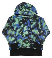 Zeleno-modro-čierna vzorovaná mikina s kapucňou Lindex