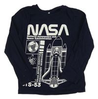 Tmavomodré tričko s potiskem - Nasa H&M