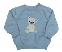 Světlemodrý svetr s medvědem Nutmeg