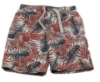 Šedo-vínové teplákové kraťasy s listy Nutmeg