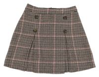 Vínovo-čierno-ružová vzorovaná vlnená sukňa s gombíkmi George