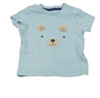 Nové - svetlomodré rebrované tričko s medvěďom Nutmeg