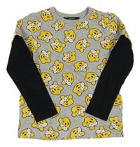 Sivé vzorované tričko s Pudsey a čiernymi rukávy George