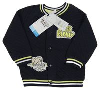 Nové - tmavomodrá prošívaná propínací mikina s  Looney Tunes 