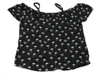 Čierne tričko s palmami C&A