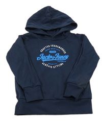 Tmavomodrá mikina s logom a kapucňou Jack & Jones