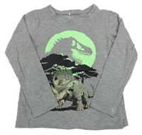 Šedé melírované triko s dinosaury Name it