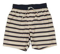 Bielo-sivo-béžové pruhované plážové kraťasy H&M