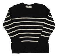 Čierno-biely pruhovaný rebrovaný ľahký sveter H&M
