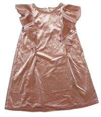 Staroružové zamatové šaty s volánikmi Primark