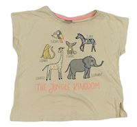 Béžové tričko so zvířaty