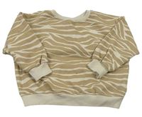 Pískovo-krémová vzorovaná oversize mikina Zara