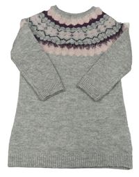 Sivé melírované svetrové šaty so vzorom Primark