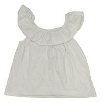 Biely top s volánikom a volnými rameny H&M