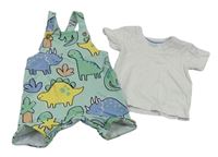2set - Bílé tričko + zelené laclové kraťasy s diny Matalan