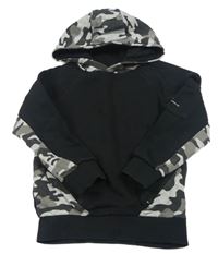 Čierno-sivá mikina s army prvky a kapucňou Urban