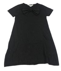 Čierne trblietavé pletené šaty s mašlou H&M