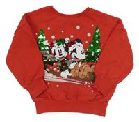 Červená mikina s Mickeym a Minnie George