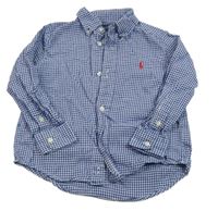 Tmavomodro-bílá kostkovaná košile s logem RALPH LAUREN