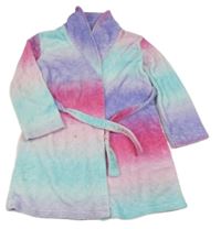 Fialovo-tyrkysovo-růžový plyšový župan 