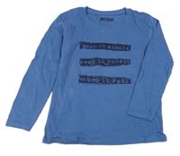 Modré tričko s nápismi Alive