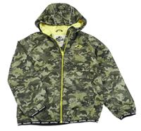 Khaki army šušťáková jarná bunda s dinem a kapucí - Jurský svět