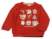 Červená mikina s vánočními obrázky C&A