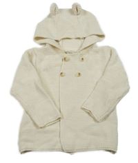 Béžový pletený propínací svetr s kapucí