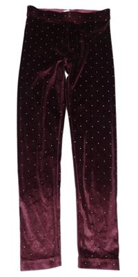 Vínové sametové puntíkaté legíny Tu