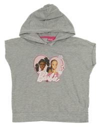 Sivá tepláková vesta s Barbie a kapucňou