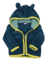 Petrolejová plyšová prepínaci mikina s kapucňou