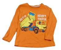 Oranžové triko s autem a nápisy C&A