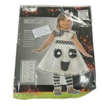 Nové - Kostým - Bílo-černé tylové šaty s obličejem +čelenka - Duch 