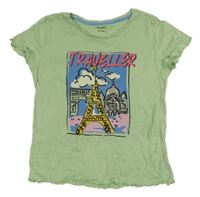 Svetlozelené tričko s Eiffelovkou Zudio