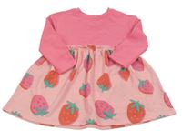 Neónově ružové teplákové šaty s jahodami DUNNES