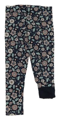 Tmavomodré květované zateplené legíny C&A