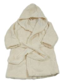 Smetanový vzorovaný plyšový župan s kapucí 