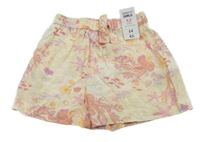 Nové - Smetanovo-růžové lehké kraťasy s podmořským světem Pep&Co