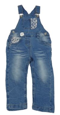 Nové - Modré laclové rifle s krajkovými prvky Topomini