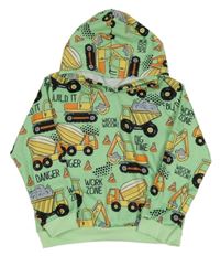 Svetlozelená mikina s bagrami a kapucňou