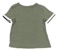 Kaki-bielo-čierne crop tričko H&M