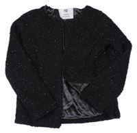 Čierny chlpatý trblietavý podšitý cardigan Yd.