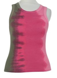 Dámský růžovo-hnědý batikovaný žebrovaný crop top 