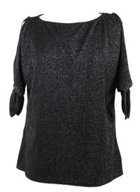 Dámské černé třpytivé tričko s průstřihy Dorothy Perkins 