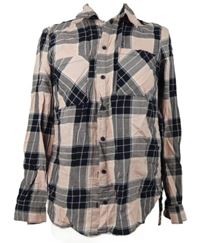 Dámská růžovo-tmavomodrá kostkovaná halenka H&M